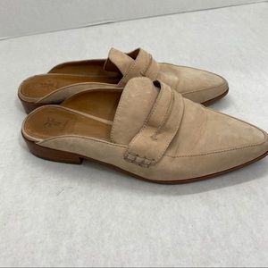 Frye Ellie Mule Nude Leather Slip on Shoes flats 7